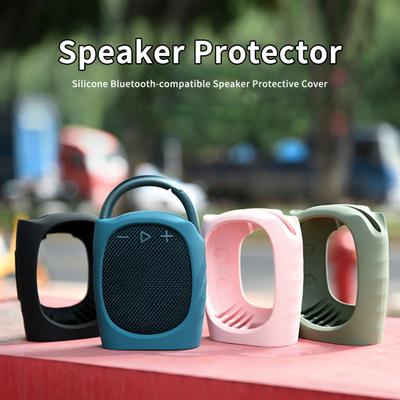 Speaker Protector Soft Texture with Straps Anti-slip Fastener Tape Portable Shock Resistant Silicone Bluetooth-compatible Speaker Protective Cover
