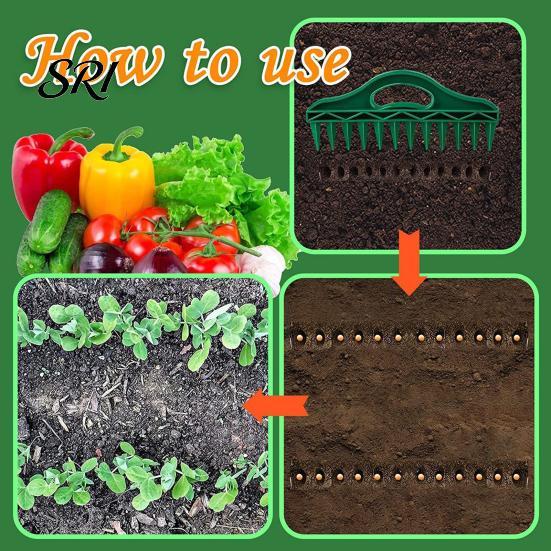 Carrot Planting Tool 12-Hole Soil Digger Garden Dibber Seeds Spacing Gardening for Easy Raised Bed Planter Box Use