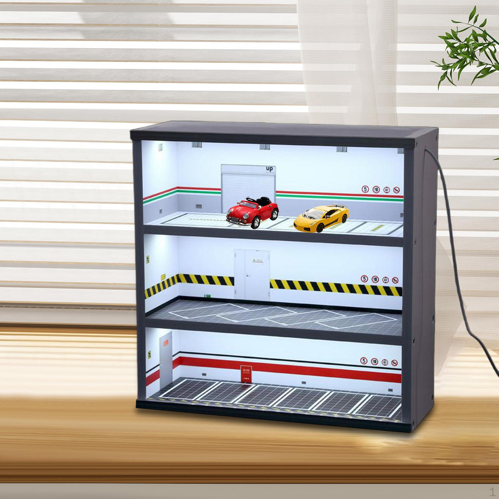 

1/64 Parking Lot Display Case,Alloy Car Model Toy Stand,with Light,Organizer