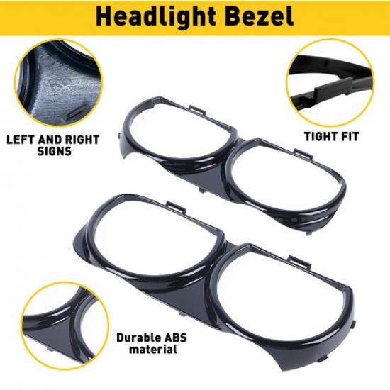 Pair Front Headlight Lamp Bezel Trim for 2015- Dodge Challenger R/T SRT EXV
