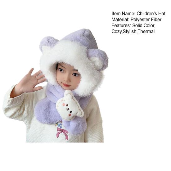 Kids Hat And Scarf Set Winter Plush Ear Flap Hat with Scarf for Boys Girls Warm Cold Weather Knit Accessories