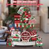 14Pcs Christmas Wooden Tiered Tray Decor Xmas Rustic Farmhouse Ornament Tiered Tray Centerpieces Decoration for Home Table Shelf