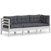 Vidaxl 3-Osobowa Sofa Ogrodowa Z Antracytowymi Poduszkami, Sosnowa