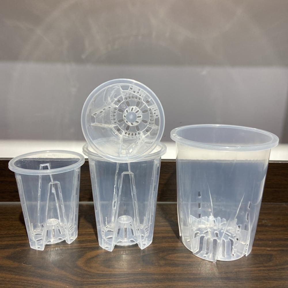 12pcs Plastic Plant Pot with Holes Clear Garden Pots Accessories Orchid Pot Indoor Repotting