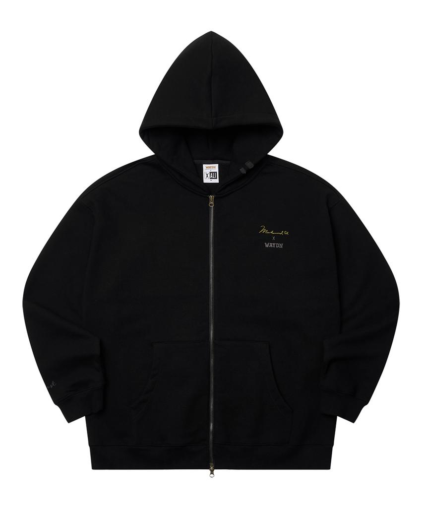 Waydn [Ali] The Greatest Oversized Zip-Up Hoodie Black