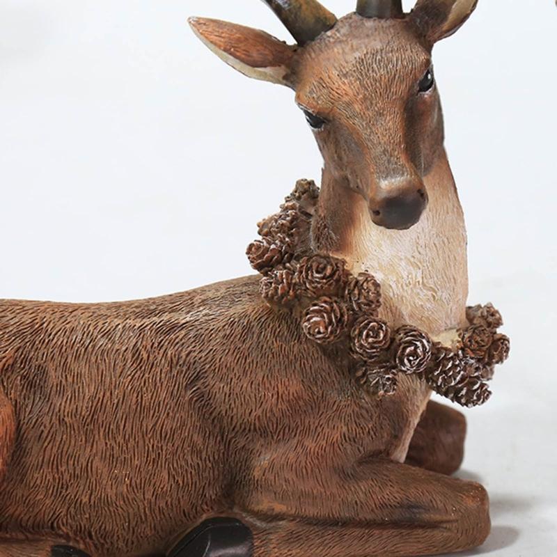 Christmas Decorations Realistic Reindeer Figurines with Long Antler and Feet Tabletop Centerpieces for Home Decors