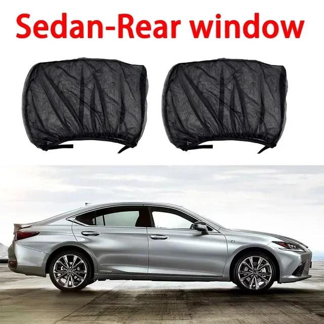 2Pcs Car Sun Visor Rear Side Window Sun Shade Mesh Fabric Sun Visor Shade Cover Shield UV Protector Black Car Sunshade Curtain