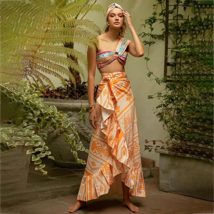 

2024 Европейский и американский раздельный сексуальный купальник бикини с утягивающей юбкой S