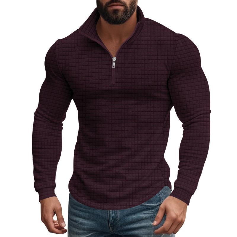 New Versatile Daily Business Spring And Autumn Men'S Men'S Standing Collar Long Sleeved Casual Outdoor Hoodie Jacquard Knitted Sweater