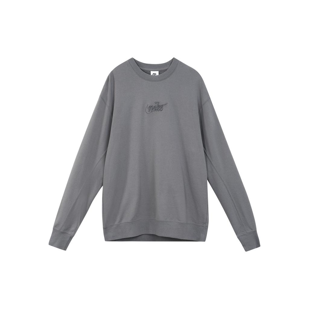 Nike Embroidered Logo Crew Neck Sweatshirt Men Tops Iron-Gray DR7836-068