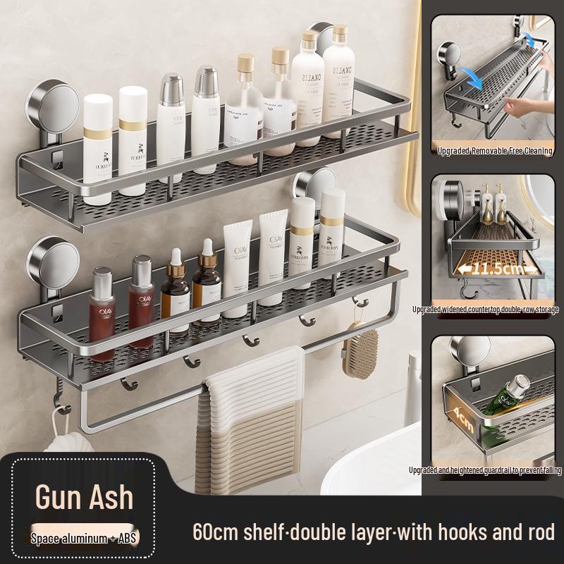 No-Drill Suction Cup Bathroom Storage Rack