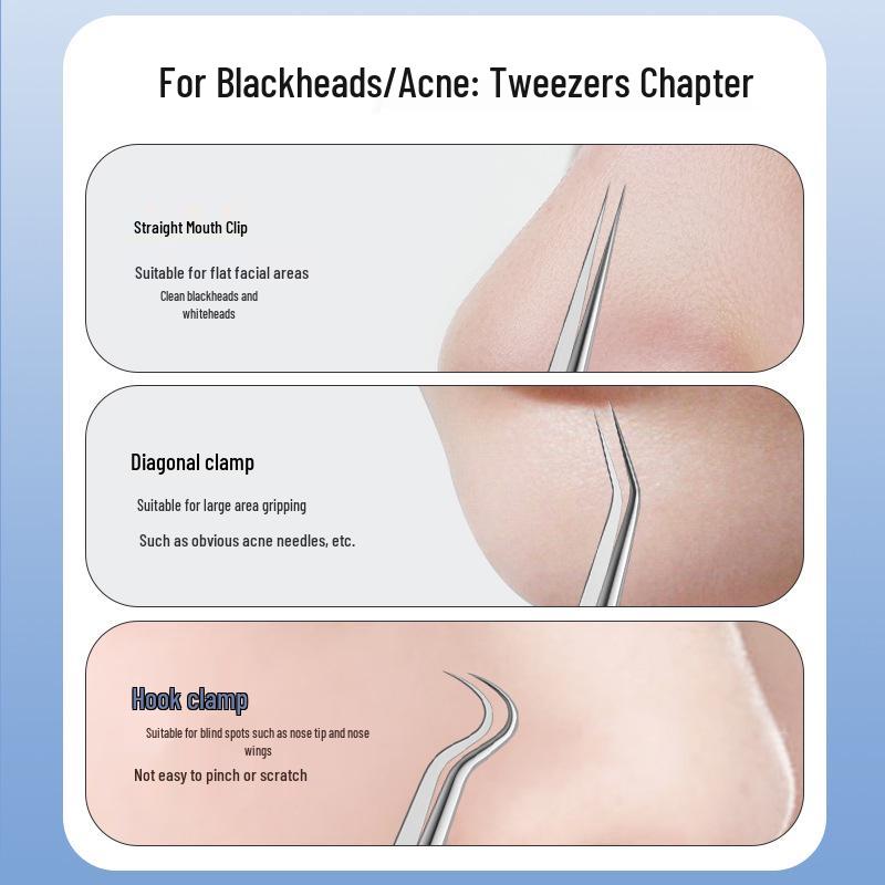 Blackhead & Acne Removal Set: Disposable Pimple Needle & Ultra-Fine Tweezers