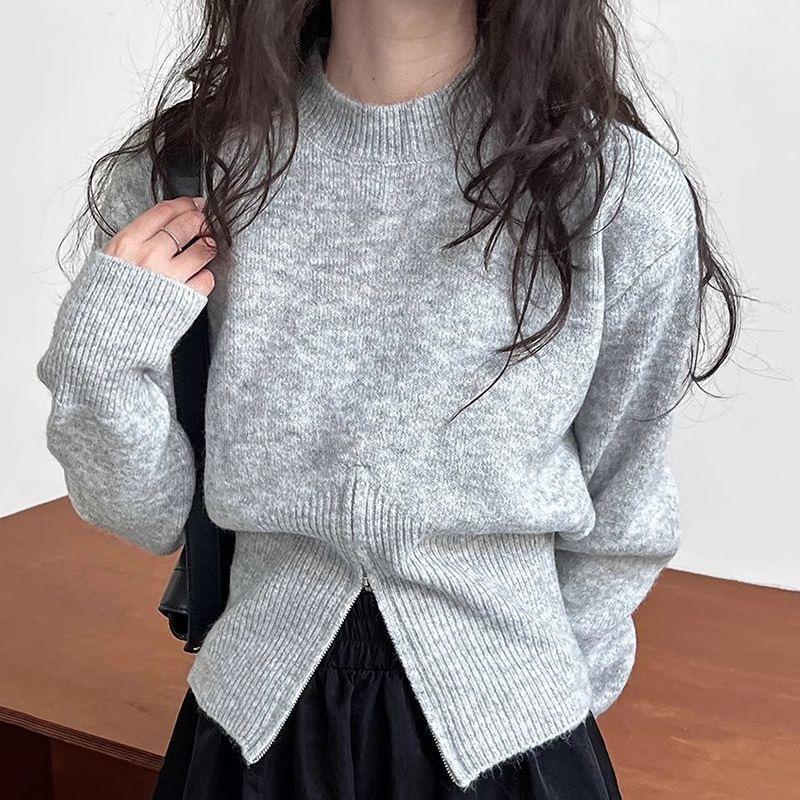 

Дизайнерский свитер на молнии с круглым вырезом