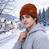 Unisex Color Rolled Cuff Knit Warm Winter Hat with Ear Coverage for Outdoor