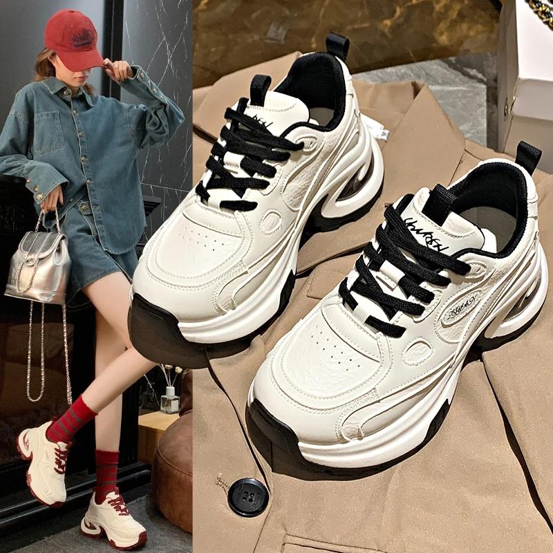 Women's Sports Shoes All Year Round Thick-soled Tennis Shoes Women's Casual Mesh Height Increase Zapatillas De Deporte