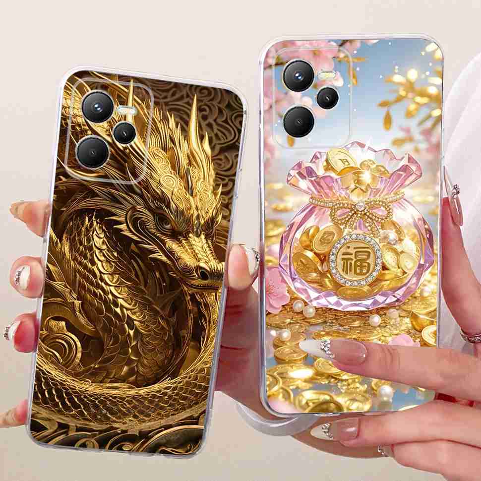For Realme C 35 C35 Case 2022 Gold Dragon Cover Soft Silicone Fundas For Realme Narzo 50A Prime RealmeC35 Phone Case Bags