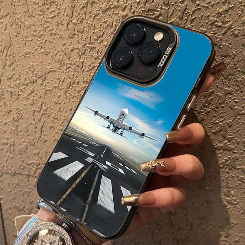 Cool aircraft runway take-off Phone case iPhone 15 Pro Max 11 12 13 16 14 Plus Silicone Shockproof Case Lens protector shell