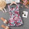 Kids Fashion Flower Print Romper Summer Girls Fashion Casual Romper