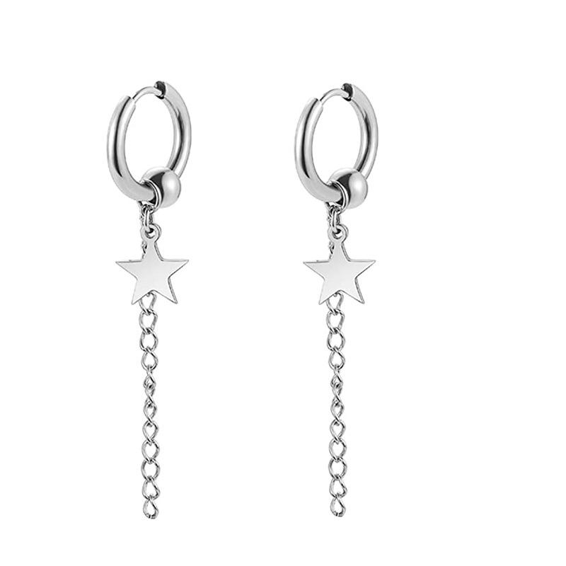 Black Series Titanium Steel Punk Style Earrings - Unisex, Korean Fashion, Unique Design