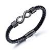 Men’s Infinity 8 Leather Bracelet Stainless Steel Magnetic Clasp Handmade Braided Wristband