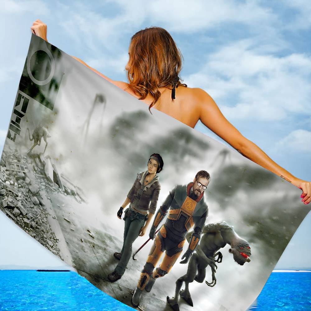 Game H-Half Life Anime Beach Swimming Towel Soft Absorbent Washcloth Children's Gifts for Kids Travel Camping Gym