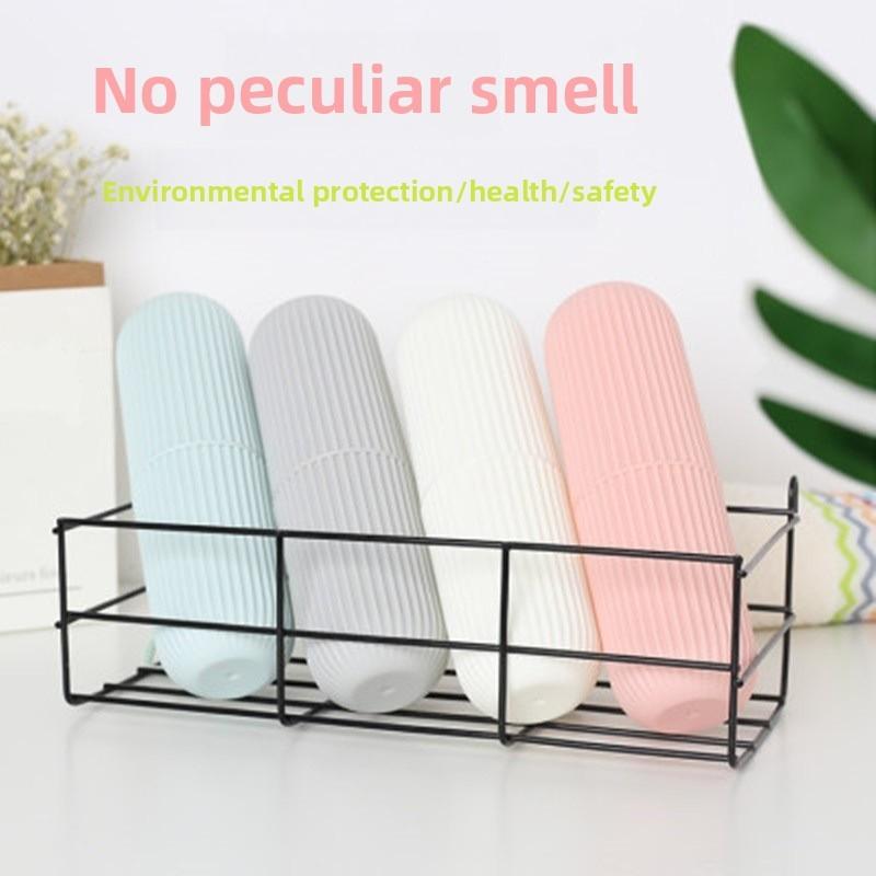 Portable Travel Toothbrush Holder With Storage And Nopunch Design For Home And Trip Use