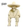 Spooky Aesthetic Office Ornaments 3D Printed Sitting Skeleton Shelf Sitter Figurine, Gothic Hat Desktop Unique Room Accessories Ornament, Trendy Home