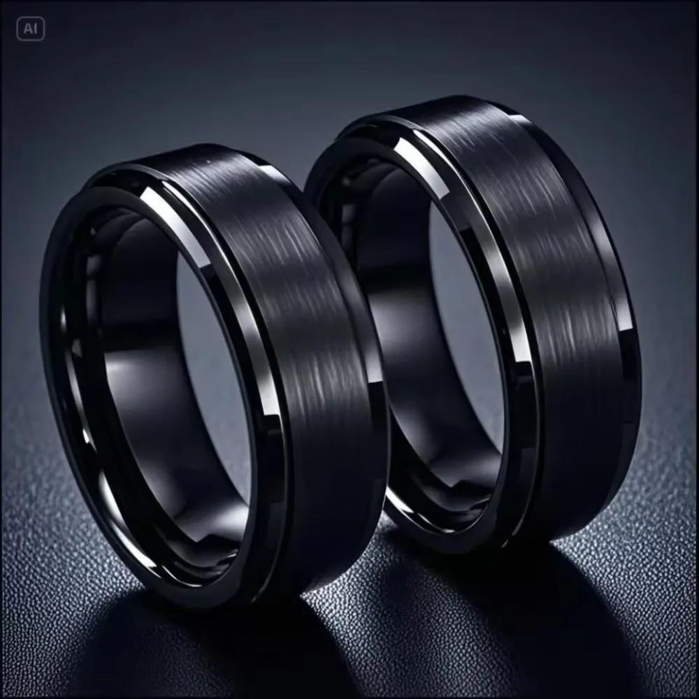 Stainless Steel Black Fashion Charm Jewelry Ring for Men Women Rings Wedding Engagement I Love You Male Jewelry