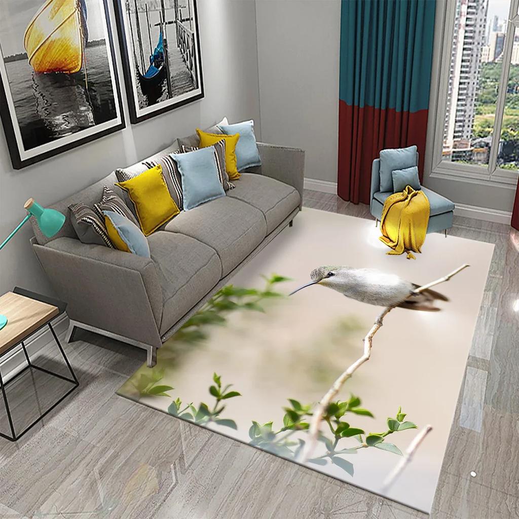 3D Colorful Bird Carpet Cute Birds with Flowers Doormat Rugs for Bedroom Living Room Floor Hallway Mats Bathroom Non-slip Mats