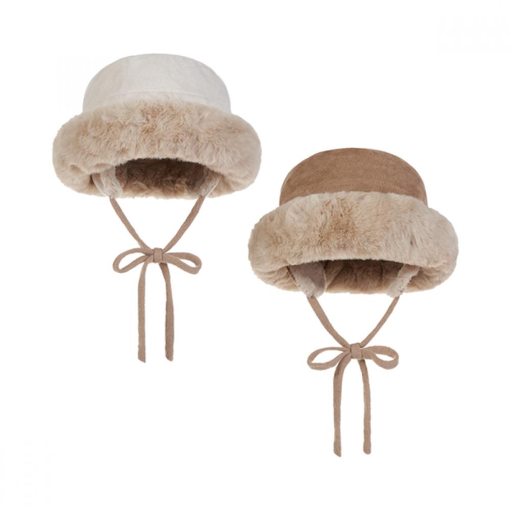 Allincomplete Suede Fur Earflap Bucket Hat