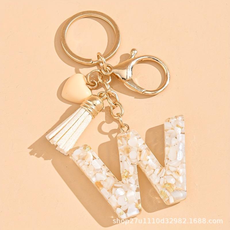 Hot-selling Epoxy Initials Love Tassel Keychain Bag Ornament Buckle Pendant Car Jewelry Clothing Accessories