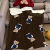 Denim Bear Flannel Blanket Warm Soft Halloween Christmas Couch Warm Cozy Decorative Decor Gift for All Season