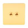 Toggle Switch Imitation Gold Stainless Steel Panel Dual Control Wall Toggle Switch AC250V