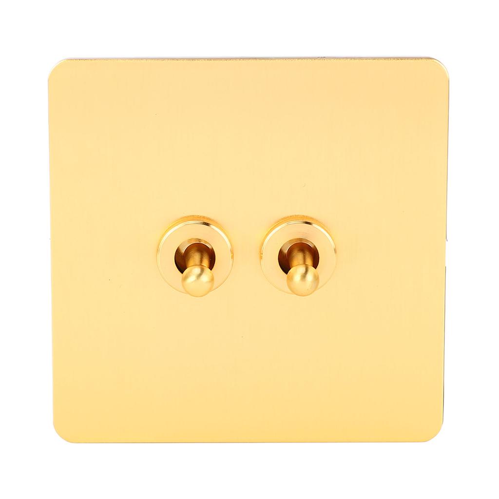 Toggle Switch Imitation Gold Stainless Steel Panel Dual Control Wall Toggle Switch AC250V