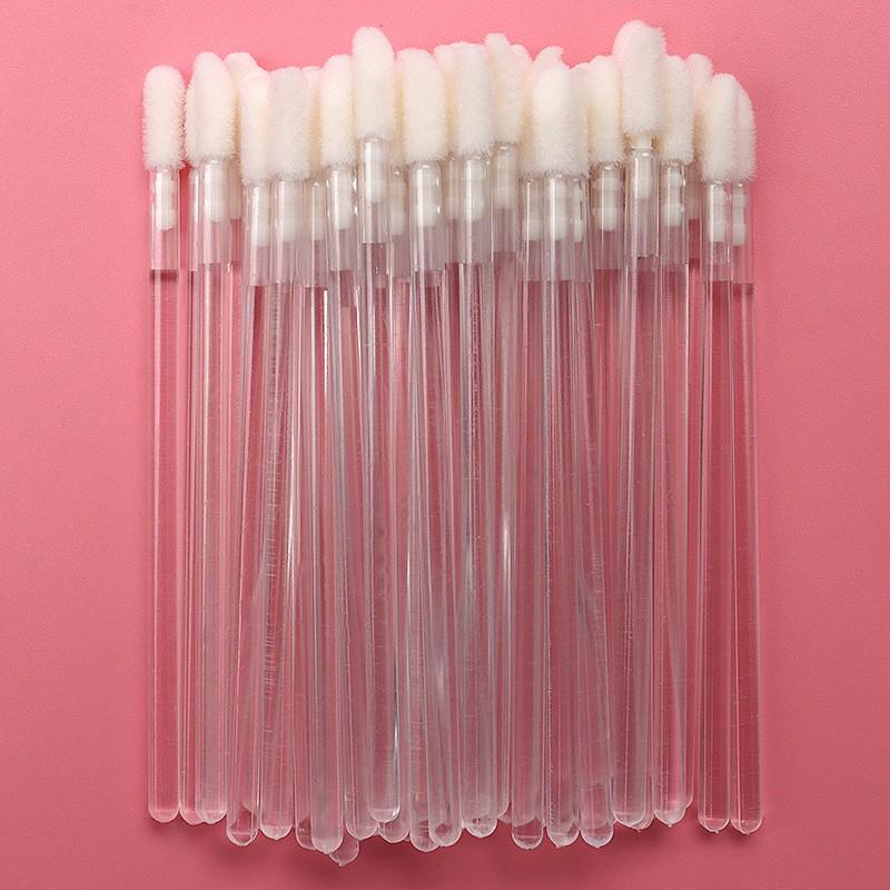50-Pack Disposable Lip Brushes - Portable Solid Lipstick, Lip Gloss, and Makeup Cleaning Swabs