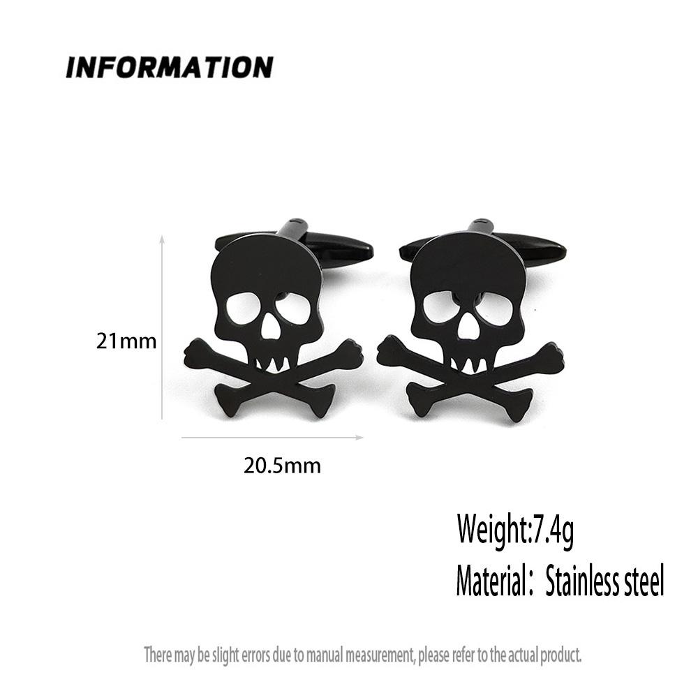 Pirate skull gold-plated cufflinks, French shirt cuff accessories, black stainless steel suit, formal match