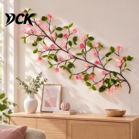 Creative Wall Embellishment Flower LED Tree Branch Lights for Wall, Willow Vine Light with Modern Art Lighting Remote, 8 Modes, Christmas Decorations