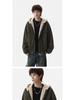 Zuoshan Diao Men's Hooded Cotton Jacket: Winter Velvet, Thick, Loose Fit, Youthful Trendy American Workwear Style.