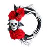 Halloween Wreath with, Hand and Red Roses for Front Door Wall Hanging Entryway Decor