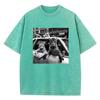Streetwear Cat T Shirt Vintage Washed Cotton T-Shirt Hip Hop Graphic Tee Casual Streetwear Spring Summer
