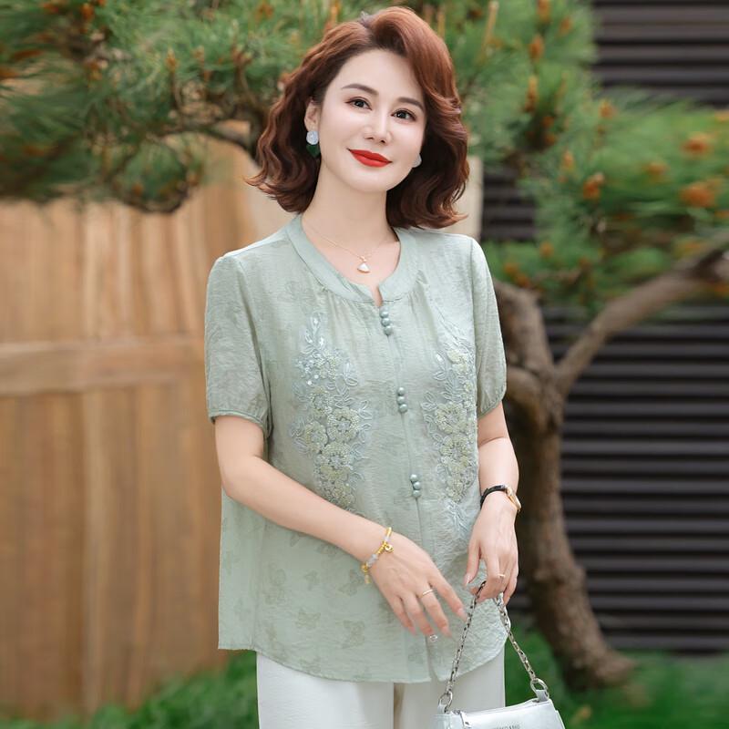 Hodo 2025 Sommer Petite Damen Bestickte Leinenoptik Kurzarmbluse