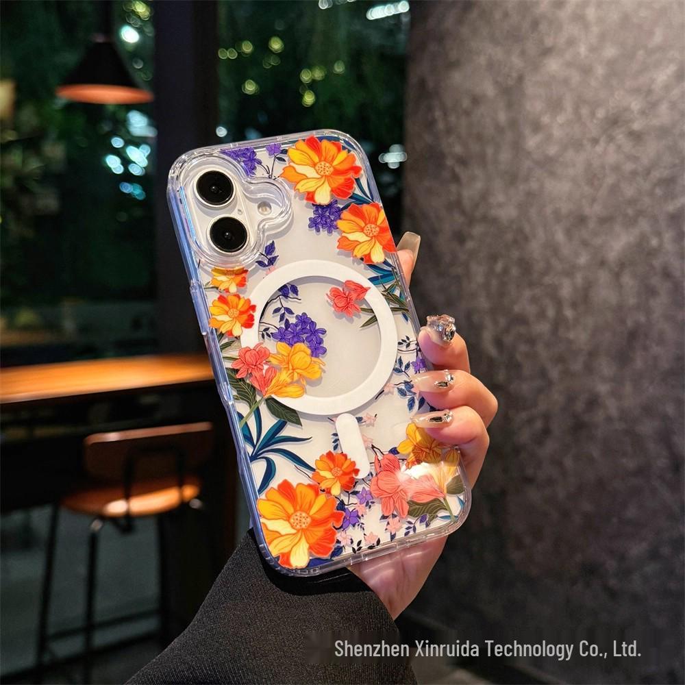 

iPhone 17 Pro Max Case: Drop-Proof, Magnetic, Transparent with Fresh Floral Pattern, Compatible with Apple 16 12 Pro Max