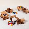Giocattoli in Legno Legno di Faggio Blocchi Auto Escavatore Cartone Animato Giocattoli Educativi Montessori Ambulanza per Bambini Auto della Polizia Regalo di Compleanno