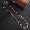 New hollow love ring long necklace, irregular peach heart women's simple and versatile metal sweater chain