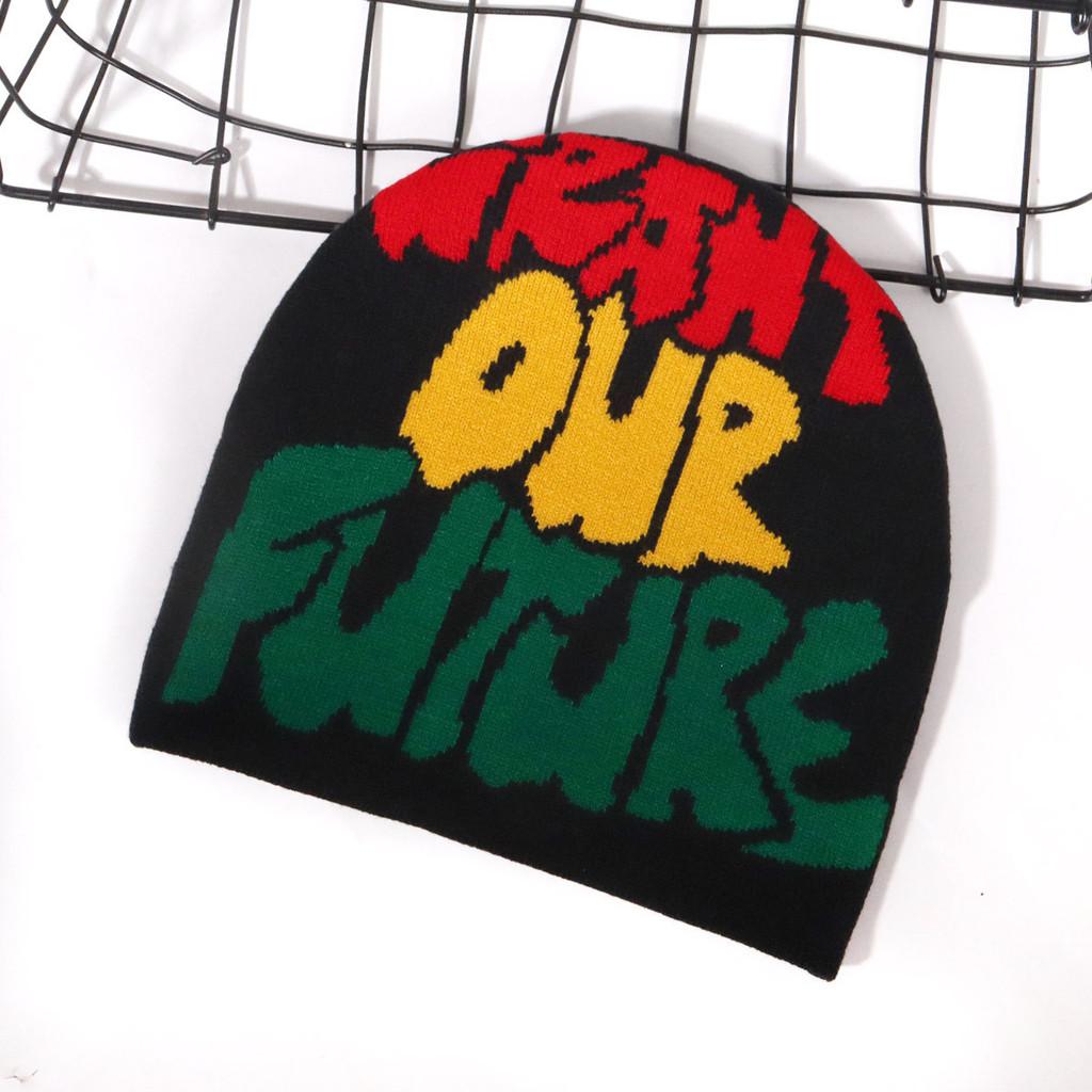 Buchstabenmuster Moderne Strickmütze Unisex Warme Mütze Für Draußen Straße Und Verwendung Lässig