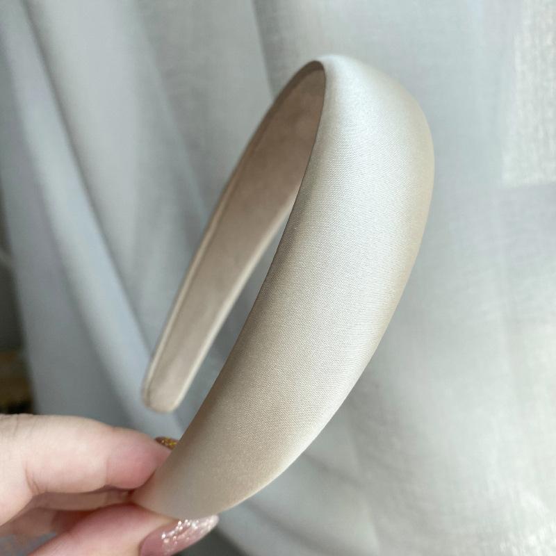 Spring New Glossy Satin Headbands for Women multi-color Light Pink 3cm wide thick sponge plastic Pad Hair bands