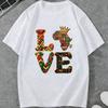 Juneteenth LOVE Africa Map Crown Graphic TShirt African Tribal Pattern Pride Cotton Tops for Unisex Women Juneteenth Gift Apparel