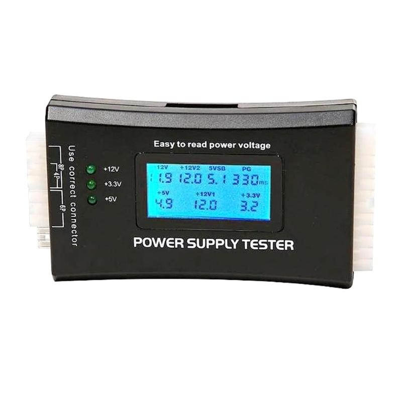 Computer PC Power Supply Tester Connector Power Supply Tester LCD Screen Diagnostic Tester Aluminum Enclosure