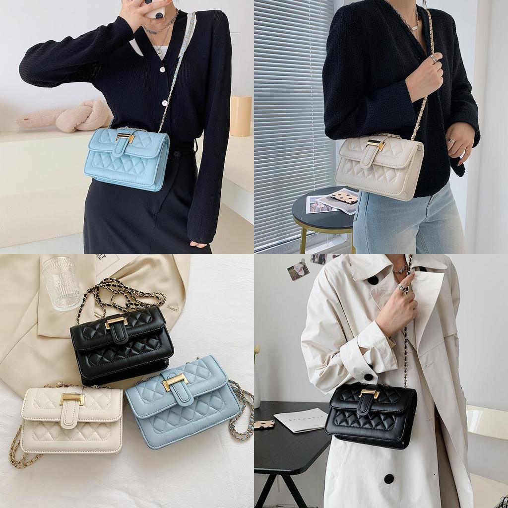 Fashionable Urban Chic Diamond Quilted Chain Shoulder Bag Stylish Small Pu Crossbody