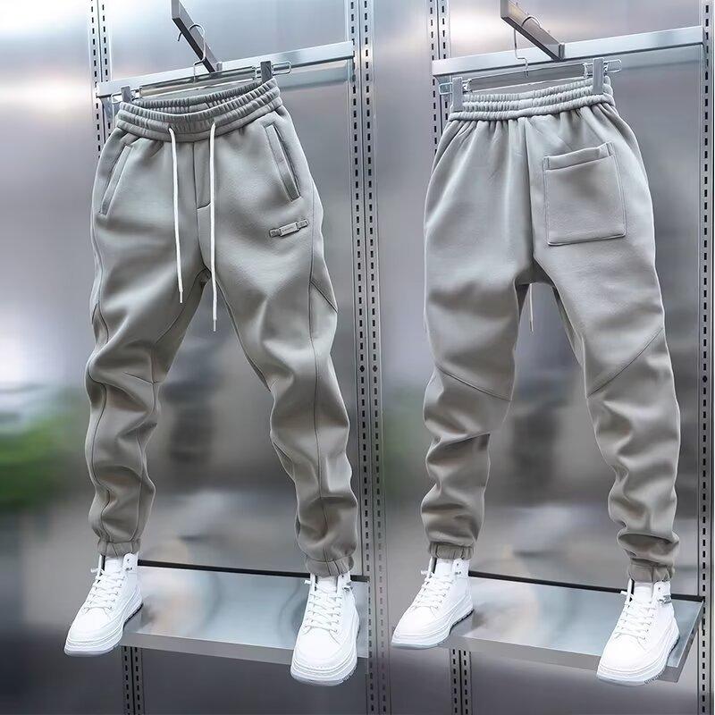 Pantalones de chándal casuales sueltos de primavera y otoño con cintura elástica y cordón para hombre, pantalones deportivos
